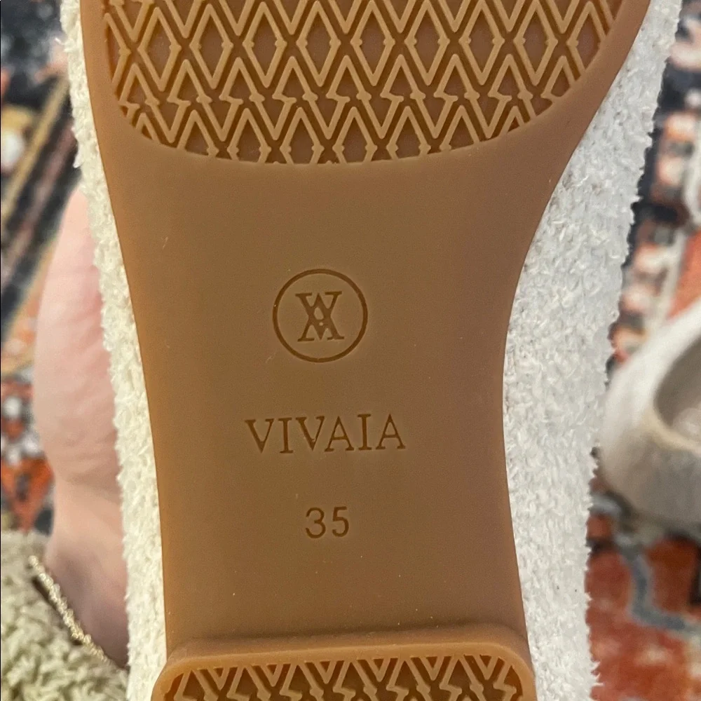 Vivaia Margot Square Toe Ballet Flats Terry Knit Cream | Women’s Size 5